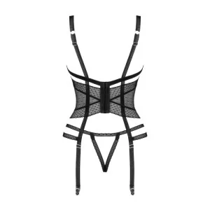Lanelia Korsett & Tanga mit offenem Cuschwarz von Obsessive