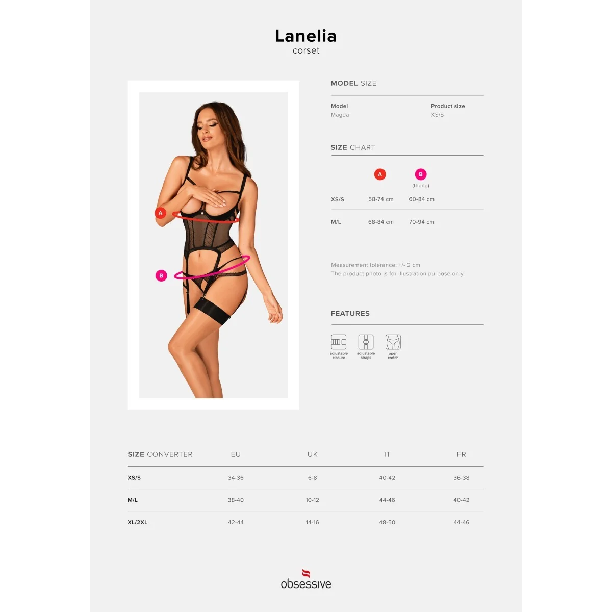 Lanelia Korsett & Tanga mit offenem Cuschwarz von Obsessive kaufen | Fesselliebe