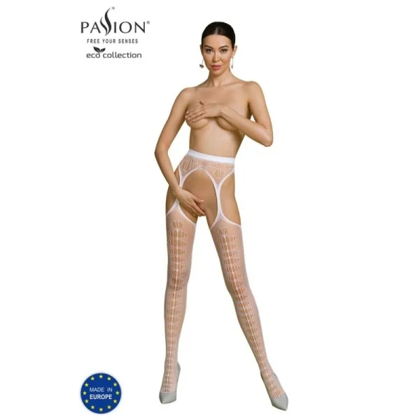 Eco Straps-Strumpfhose S008 weiß von Passion Eco Collection kaufen | Fesselliebe