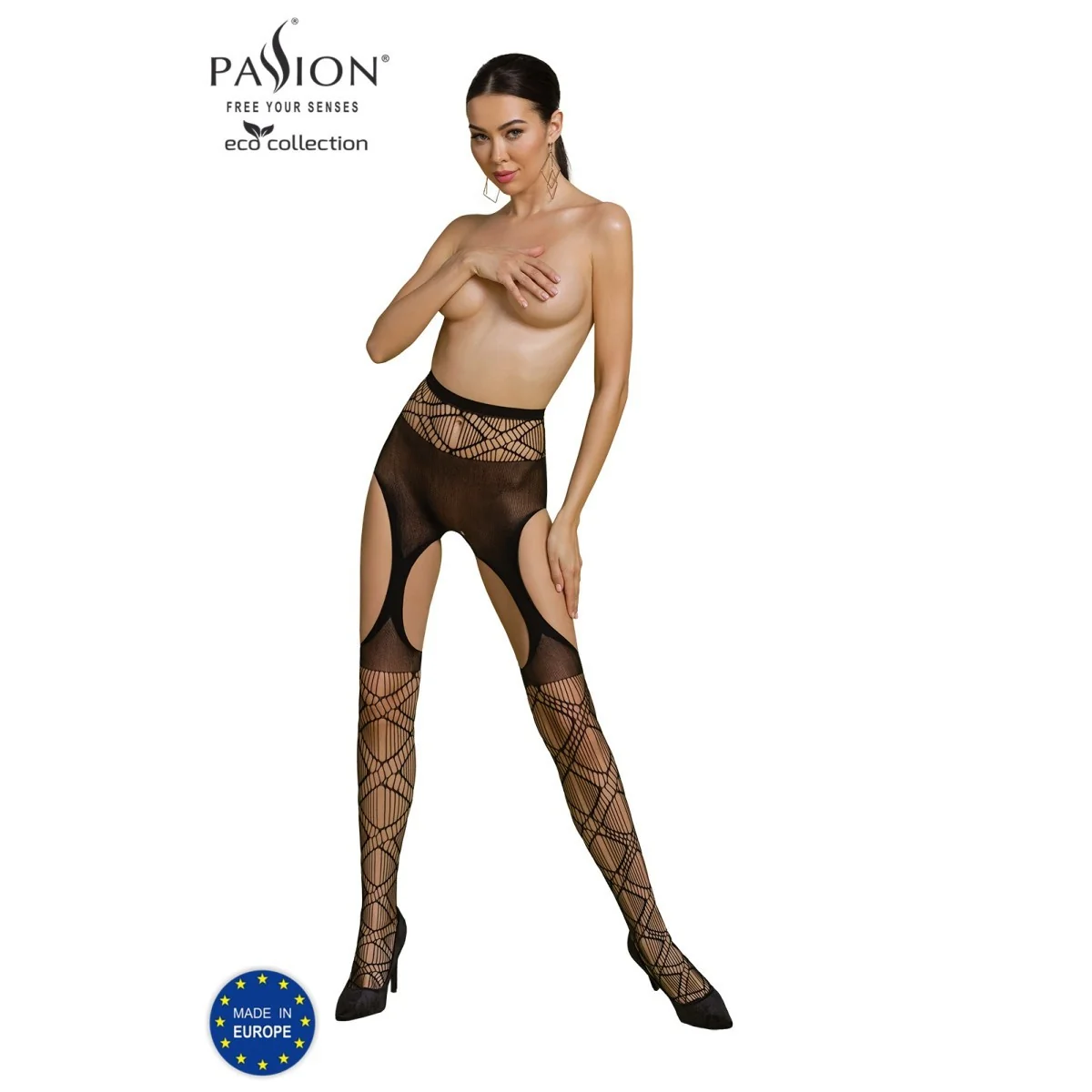 Eco Straps-Strumpfhose S005 schwarz von Passion Eco Collection kaufen | Fesselliebe