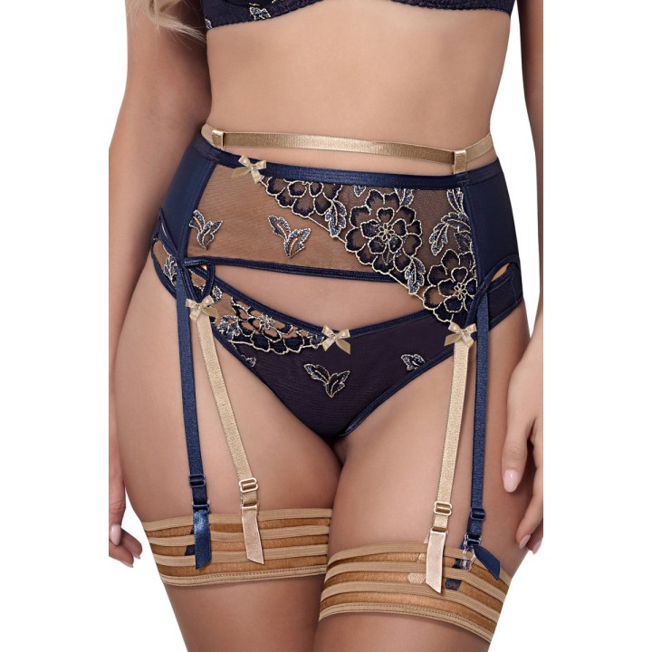 Strumpfgürtel Blau-Beige V-9332 von Axami | Fesselliebe.de