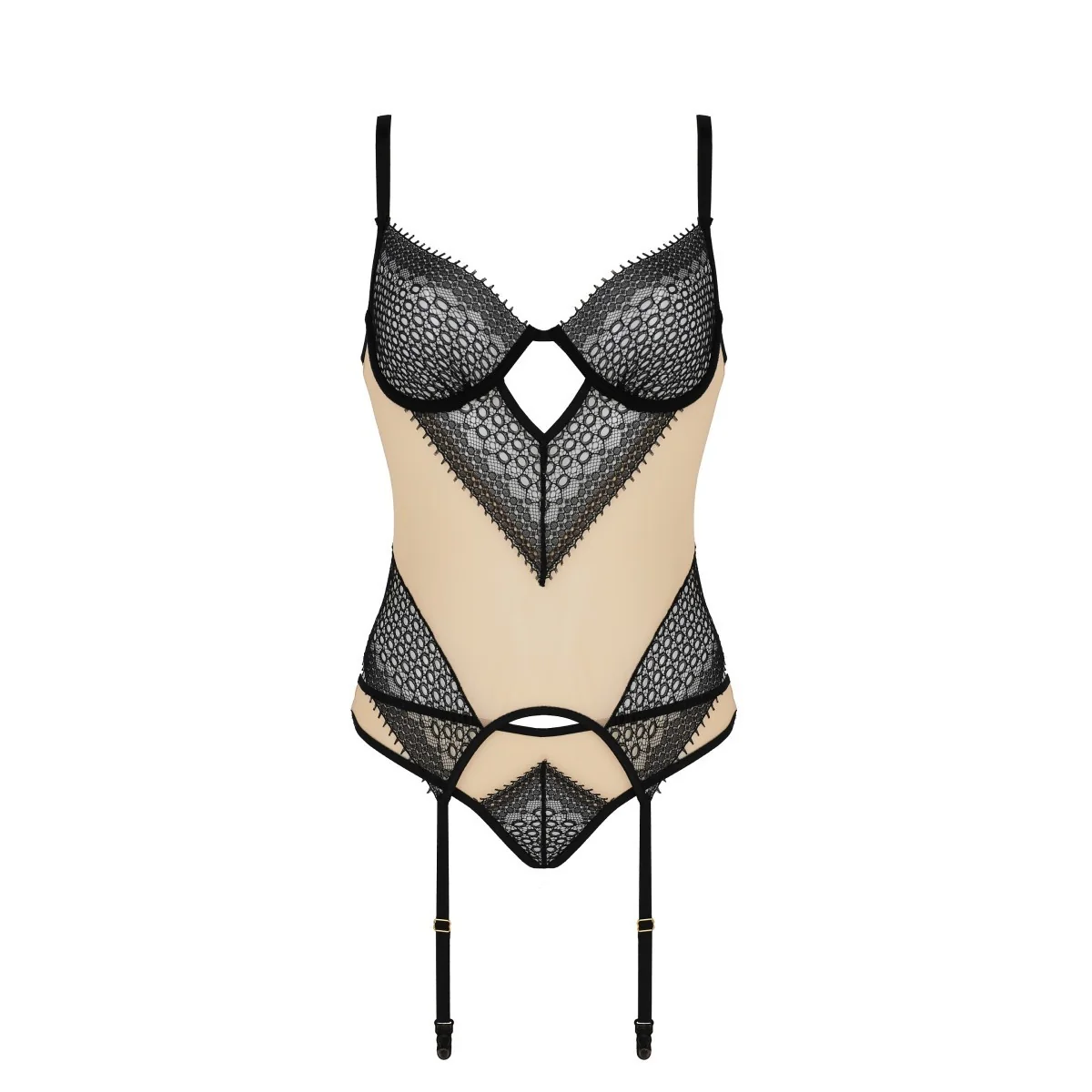 Denerys Korsett & Tanga beige-schwarz von Casmir kaufen | Fesselliebe