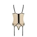 Denerys Korsett & Tanga Beige-Schwarz von Casmir