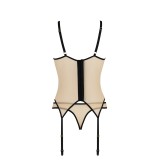 Denerys Korsett & Tanga Beige-Schwarz von Casmir | Fesselliebe.de