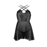 Eco Selaginella Chemise & Tanga Schwarz von Passion Eco Collection | Fesselliebe.de