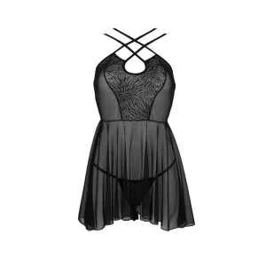 Eco Selaginella Chemise & Tanga Schwarz von Passion Eco Collection