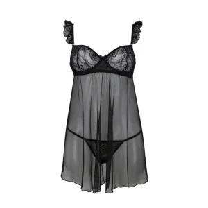 Milagros Chemise & Tanga Schwarz von Avanua