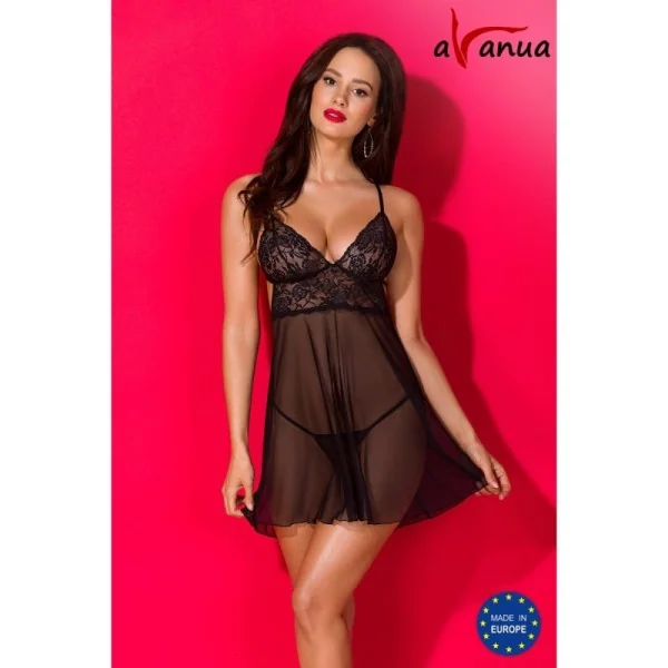 Leslie Chemise & Tanga schwarz von Avanua kaufen | Fesselliebe