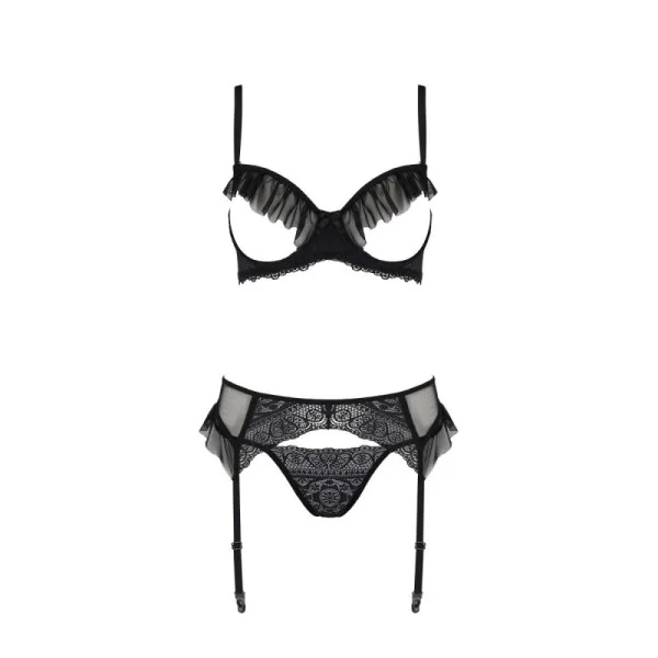 Eco Kerria 3er Set mit offenem BH schwarz von Passion Eco Collection kaufen | Fesselliebe