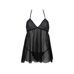Eco Kerria Chemise & Tanga Schwarz von Passion Eco Collection