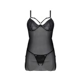 Eco Drosera Chemise & Tanga Schwarz von Passion Eco Collection | Fesselliebe.de