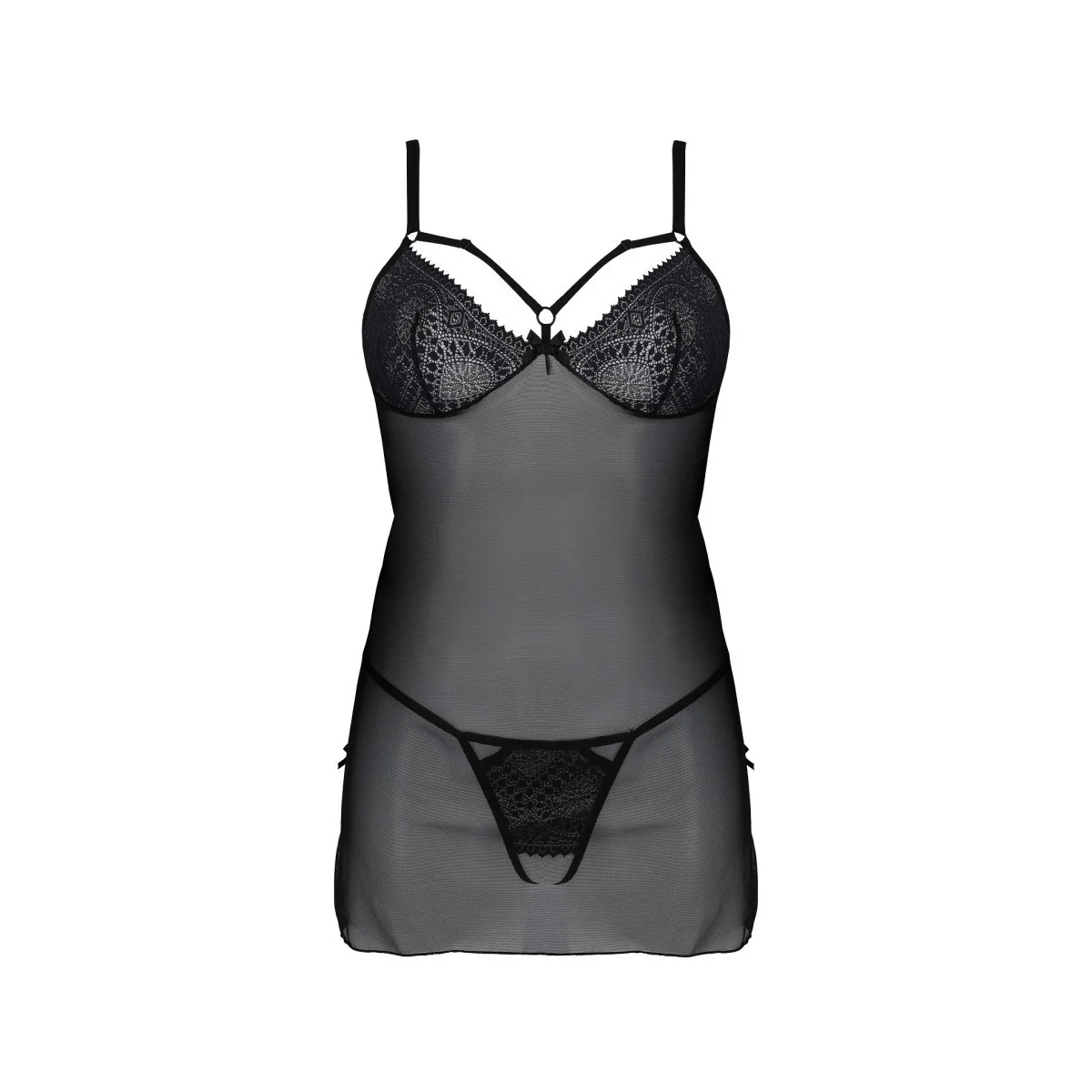 Eco Drosera Chemise & Tanga schwarz von Passion Eco Collection kaufen | Fesselliebe