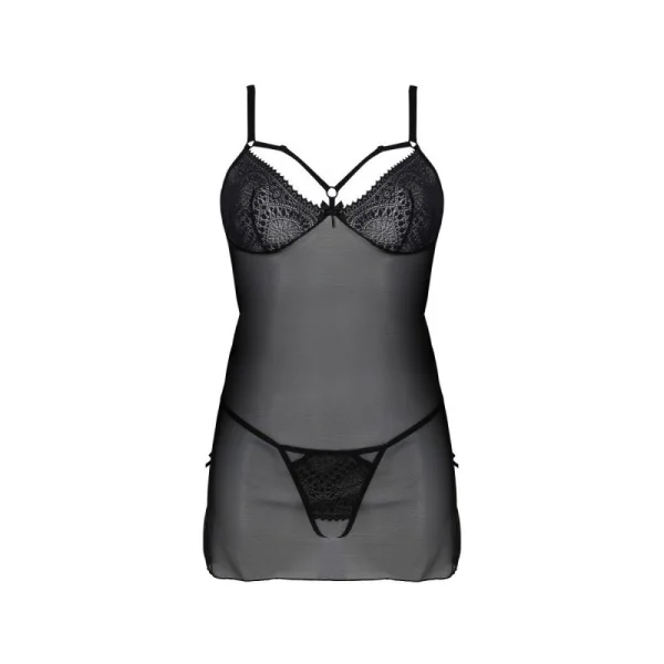 Eco Drosera Chemise & Tanga schwarz von Passion Eco Collection kaufen | Fesselliebe