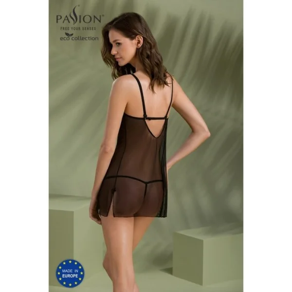 Eco Drosera Chemise & Tanga schwarz von Passion Eco Collection kaufen | Fesselliebe