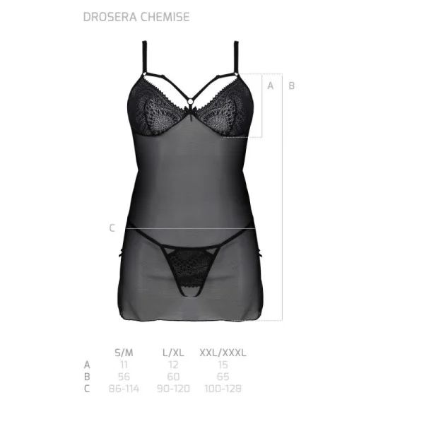 Eco Drosera Chemise & Tanga schwarz von Passion Eco Collection kaufen | Fesselliebe