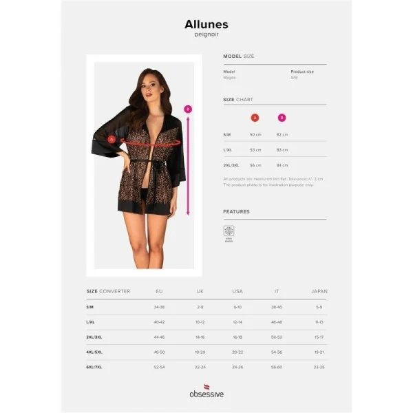 Allunes Peignoir schwarz-Leo Size Plus von Obsessive kaufen | Fesselliebe