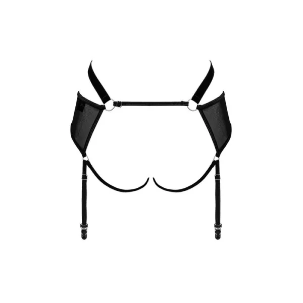 Allunes Offener Schritt Strumpfgürtel Schwarz-Leo Size Plus von Obsessive Size Plus | Fesselliebe.de