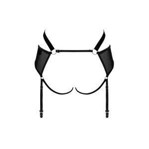 Allunes Offener Schritt Strumpfgürtel Schwarz-Leo von Obsessive