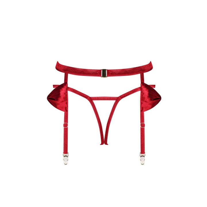 Rubinesa Strumpfgürtel & Offener Schritt Tanga Rot von Obsessive | Fesselliebe.de