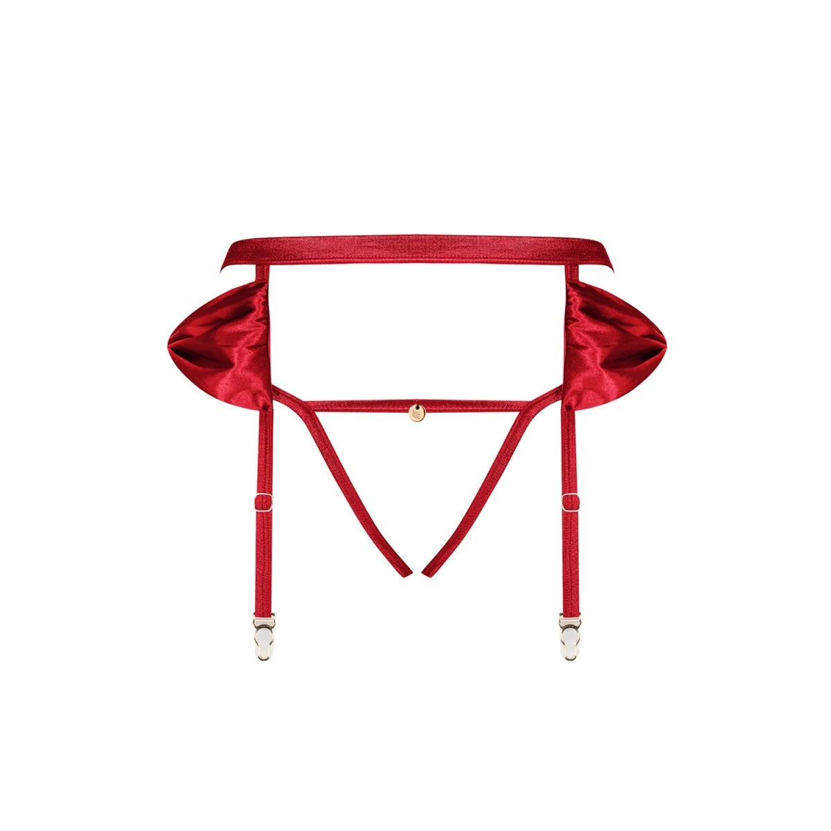 Rubinesa Strumpfgürtel & Offener Schritt Tanga Rot von Obsessive | Fesselliebe.de
