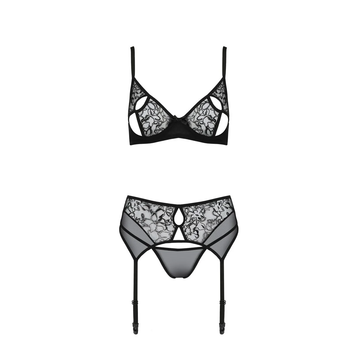 Eco Primula 3er Set mit offenem BH schwarz von Passion Eco Collection kaufen | Fesselliebe