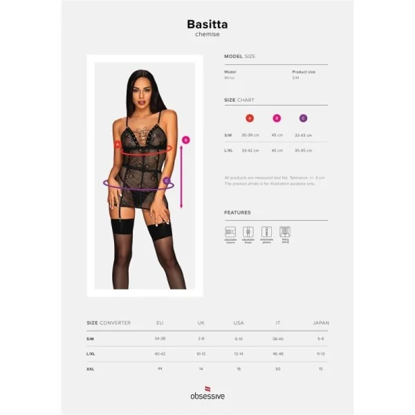 Basitta Chemise & Tanga schwarz von Obsessive kaufen | Fesselliebe