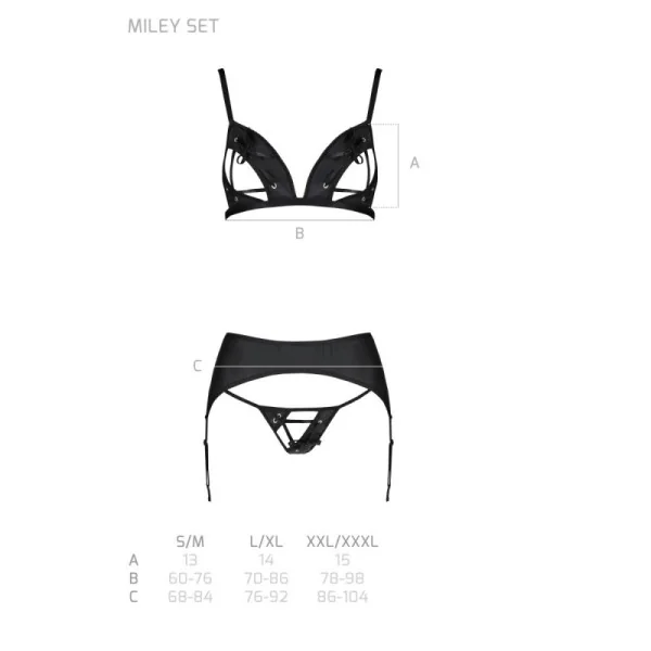 Miley 3er Set mit offenem BH schwarz von Passion-Exklusiv kaufen | Fesselliebe