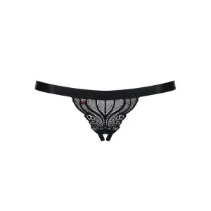 Offener Schritt Tanga Schwarz 828-Thc-1 von Obsessive
