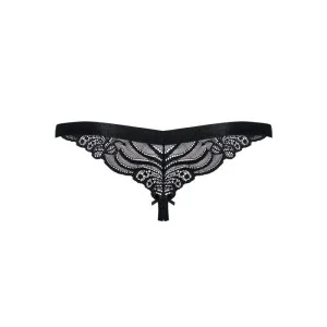Offener Schritt Tanga Schwarz 828-Thc-1 von Obsessive