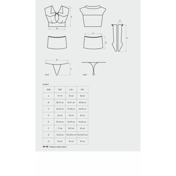 Student 4er Kostüm Weiss-Rot von Obsessive | Fesselliebe.de