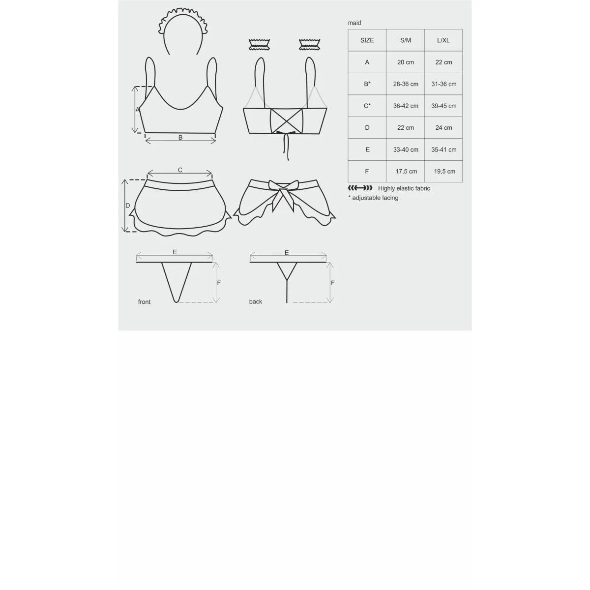 Maid 5er Kostüm schwarz-weiß von Obsessive kaufen | Fesselliebe