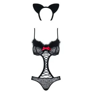 Gepardina 3er Kostüm Schwarz von Obsessive