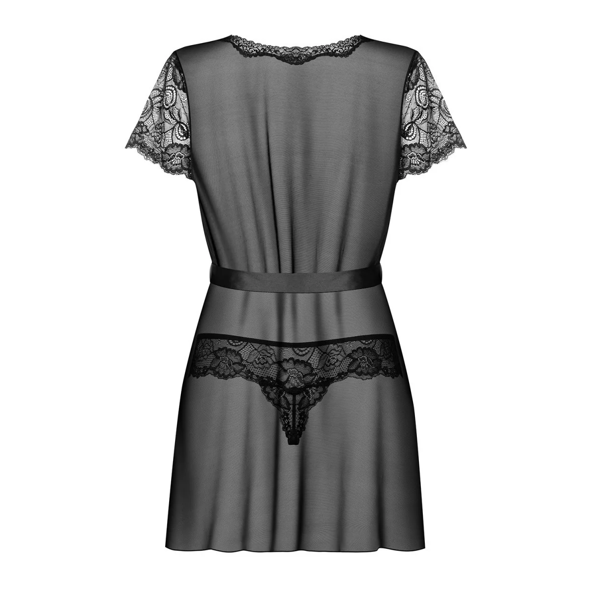Alluria Peignoir & Tanga Schwarz von Obsessive | Fesselliebe.de