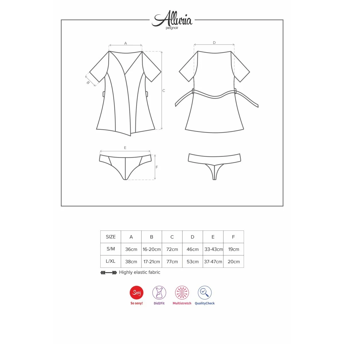 Alluria Peignoir & Tanga Schwarz von Obsessive | Fesselliebe.de