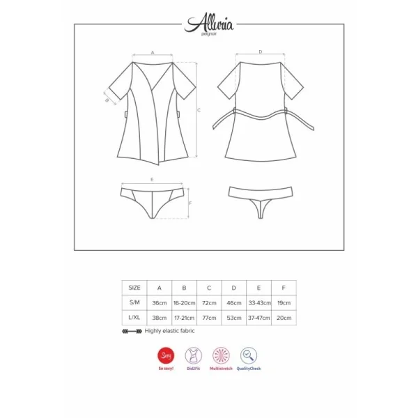 Alluria Peignoir & Tanga Schwarz von Obsessive | Fesselliebe.de