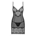 Alluria Chemise & Tanga Schwarz von Obsessive