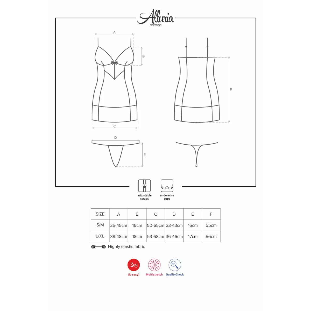 Alluria Chemise & Tanga schwarz von Obsessive kaufen | Fesselliebe