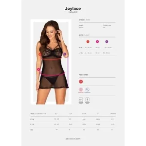 Joylace Babydoll & Tanga Schwarz von Obsessive
