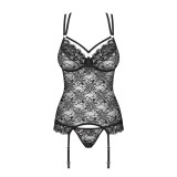 Korsett & Tanga Schwarz 860-Cor-1 von Obsessive | Fesselliebe.de