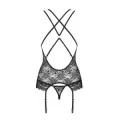 Korsett & Tanga Schwarz 860-Cor-1 von Obsessive
