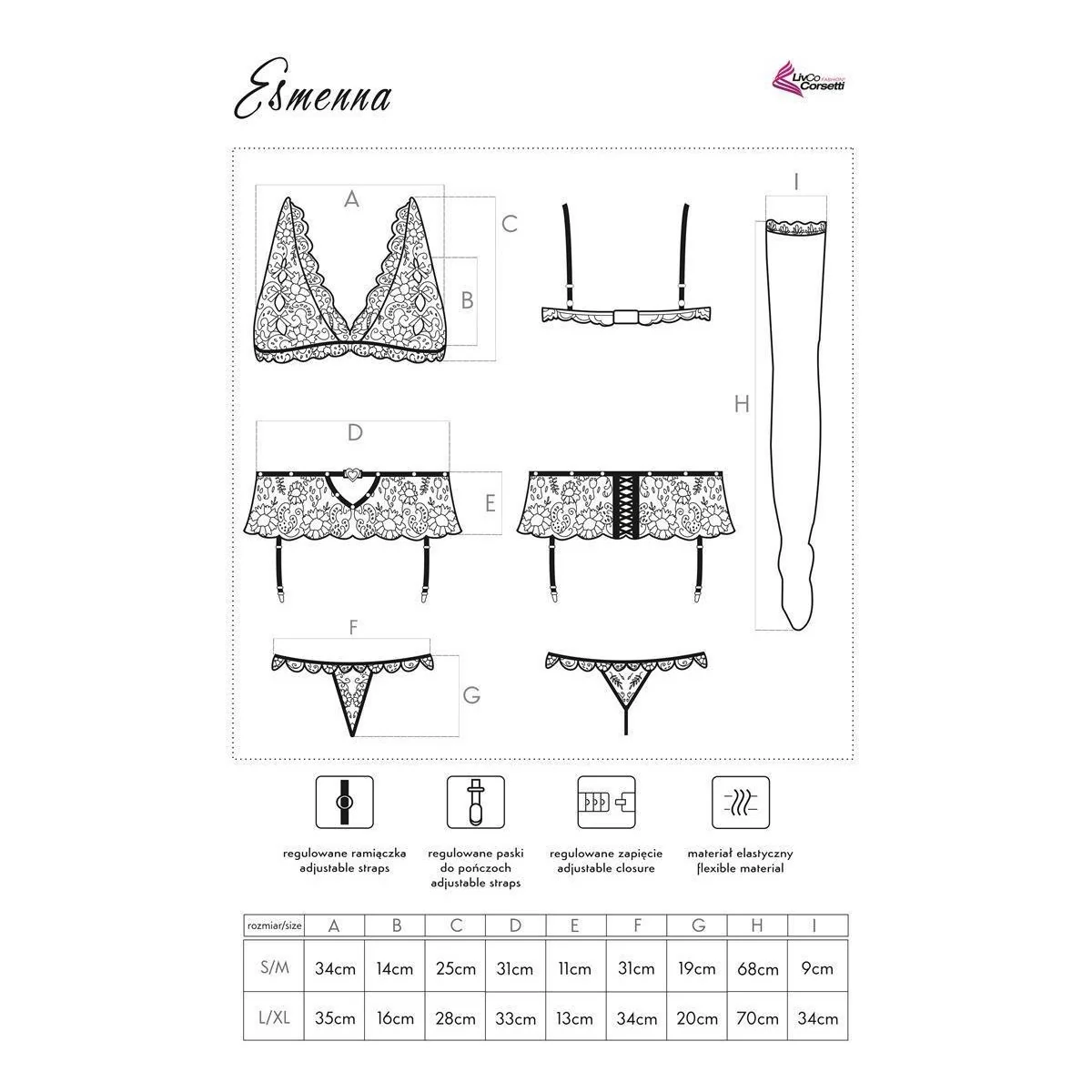 Esmenna 4er Set mit Strumpfgürtel And Strümpfen schwarz von LivCo Corsetti Fashion kaufen | Fesselliebe