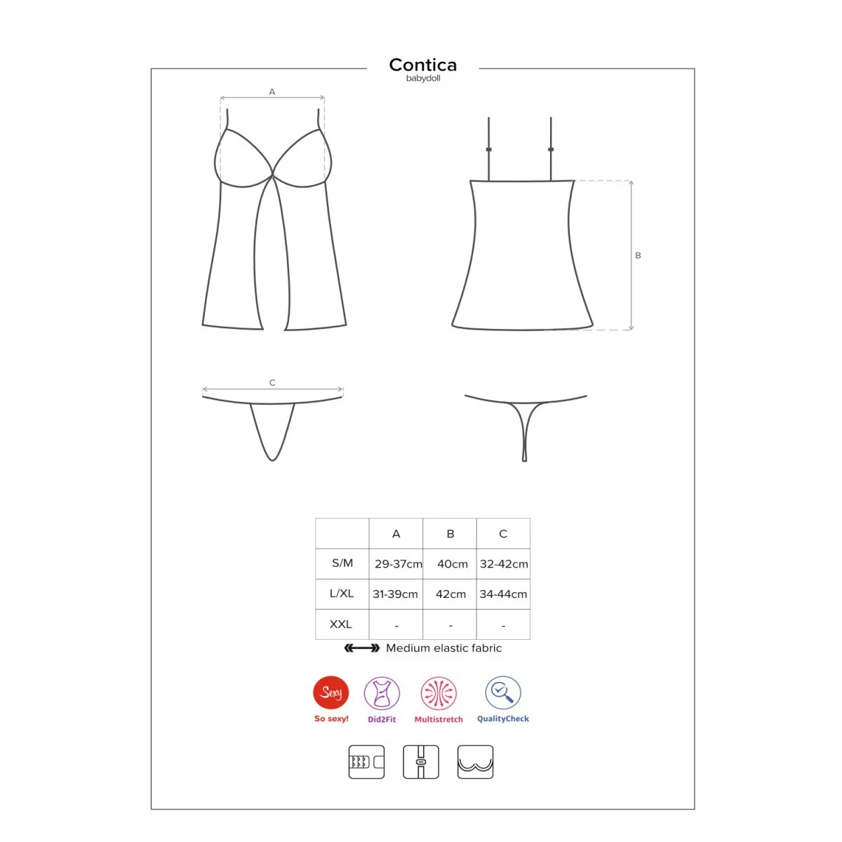 Contica Babydoll & Tanga schwarz von Obsessive kaufen | Fesselliebe