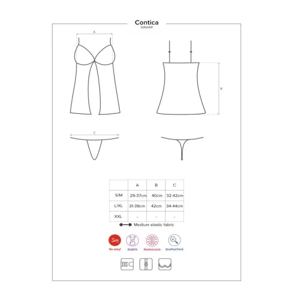 Contica Babydoll & Tanga schwarz von Obsessive kaufen | Fesselliebe