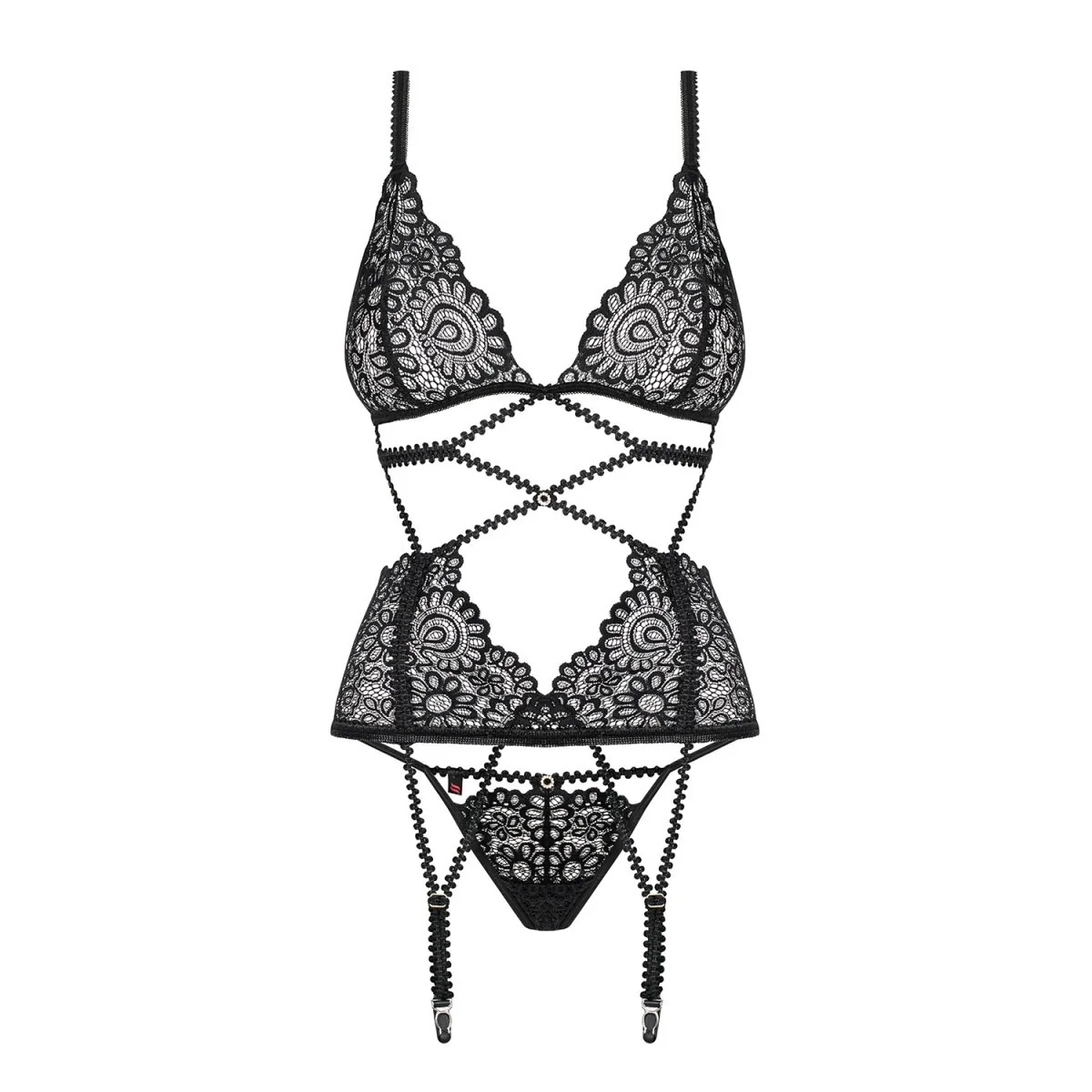 Mixty Korsett & Tanga schwarz von Obsessive kaufen | Fesselliebe