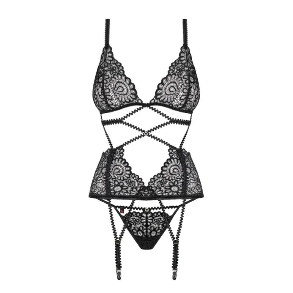 Mixty Korsett & Tanga schwarz von Obsessive kaufen | Fesselliebe