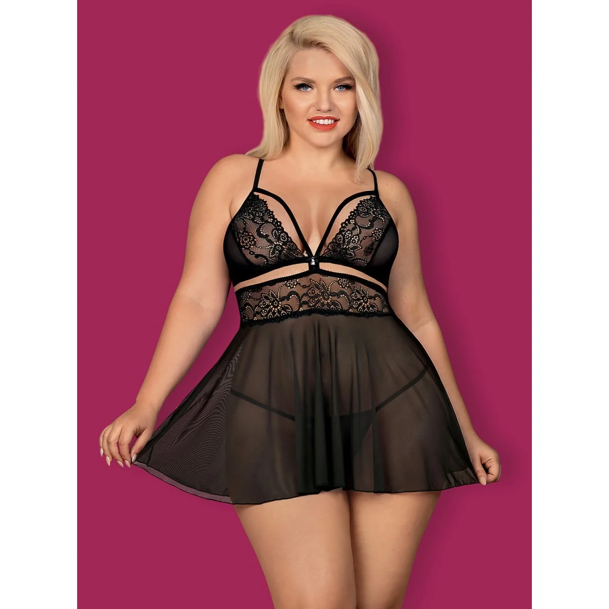Babydoll & Tanga schwarz Size Plus 838-Bab-1 von Obsessive Size Plus kaufen | Fesselliebe