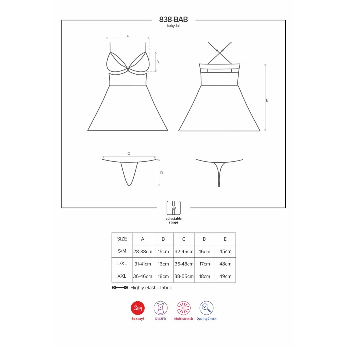 Babydoll & Tanga schwarz Size Plus 838-Bab-1 von Obsessive Size Plus kaufen | Fesselliebe