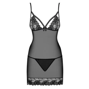 Wonderia Chemise & Tanga Schwarz von Obsessive