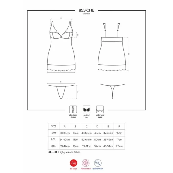 Chemise & Tanga rot 853-Che-3 von Obsessive kaufen | Fesselliebe