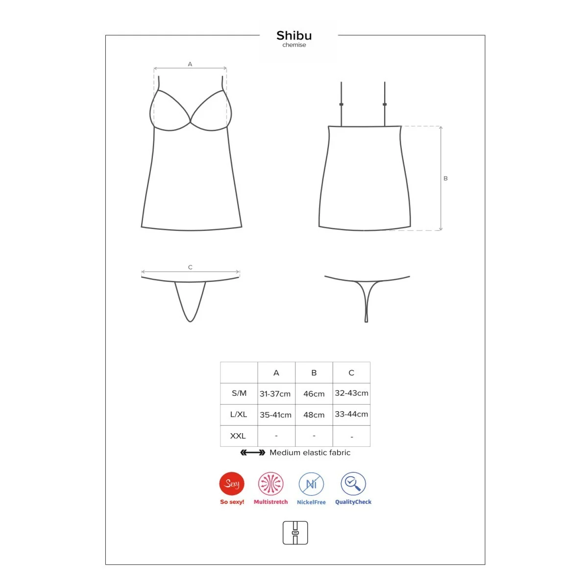 Shibu Chemise & Tanga schwarz von Obsessive kaufen | Fesselliebe